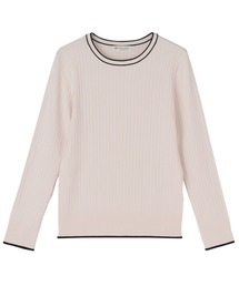 ワイドリブ配色プルオーバー レディース