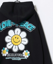 SMILEY FACE/スマイリーフェイス オーバーサイズ 裏起毛 袖プリント バックプリント ロゴ ワンポイント刺繍 スウェット パーカー フーディー/レディース メンズ