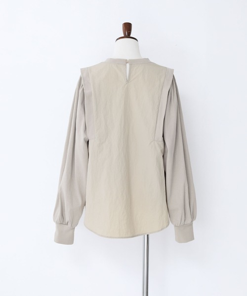 n'OrLABEL(ノアールレーベル)の「ナイロン異素材カットソー(Tシャツ/カットソー・レディース・グレイッシュベージュ/ブラック/カーキ・2/1)」の12枚目の写真