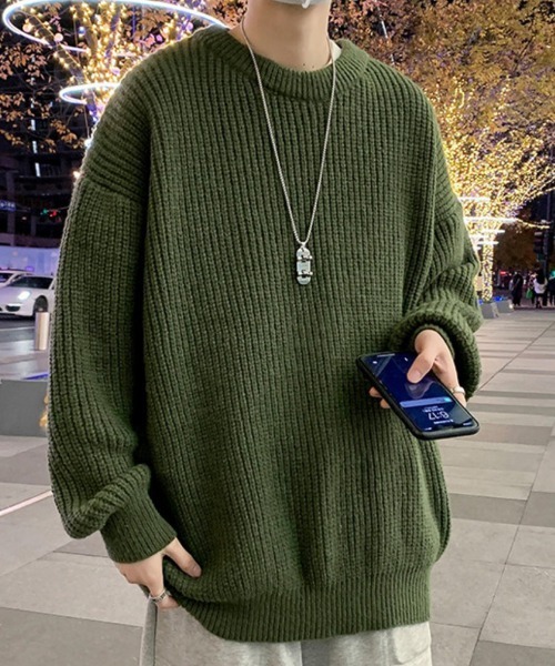 SEN TOKYO(セントーキョー)の「畦編みクルーネックニット(ニット/セーター・メンズ・アイボリー/オリーブ/ブラック・M/L)」の3枚目の写真