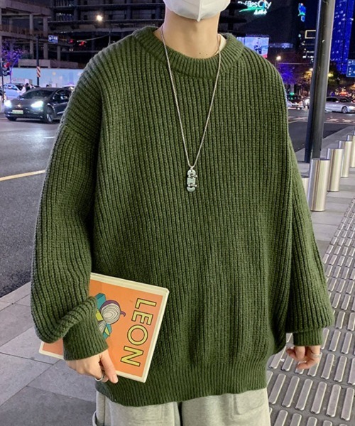 SEN TOKYO(セントーキョー)の「畦編みクルーネックニット(ニット/セーター・メンズ・アイボリー/オリーブ/ブラック・M/L)」の7枚目の写真