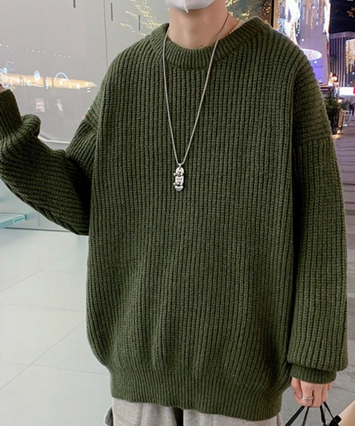 SEN TOKYO(セントーキョー)の「畦編みクルーネックニット(ニット/セーター・メンズ・アイボリー/オリーブ/ブラック・M/L)」の8枚目の写真