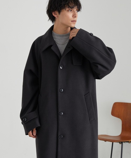 アンチピリング>2WAYオーバーサイズソフトメルトンラグランロング