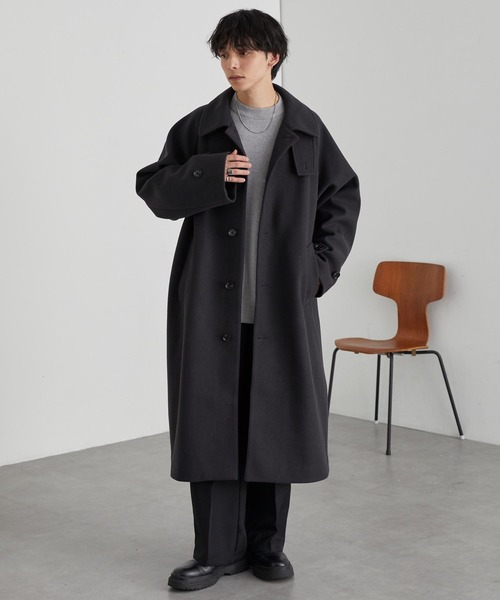 O project【M】リネン 麻 フーデットコート オーバーサイズ ブラック ウールカシミヤビーバー ベルテッドオーバーコート（59-10WI02-204