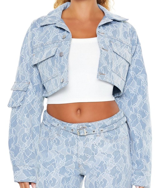 FOREVER 21(フォーエバー トゥエンティーワン)の「レースデニムジャケット(デニムジャケット・レディース・ライトブルー・MEDIUM/SMALL)」の5枚目の写真