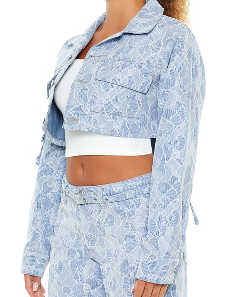 FOREVER 21(フォーエバー トゥエンティーワン)の「レースデニムジャケット(デニムジャケット・レディース・ライトブルー・MEDIUM/SMALL)」の6枚目の写真