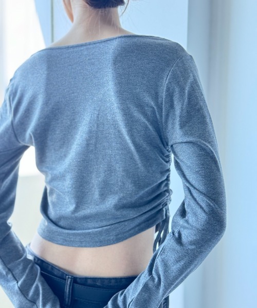 Y2K SYNAPSE FACTORY(ワイツーケー シナプスファクトリー)の「【レイヤード】ドロスト ロングスリーブTシャツ(Tシャツ/カットソー・レディース・ブラック/グレー/ホワイト・FREE)」の6枚目の写真