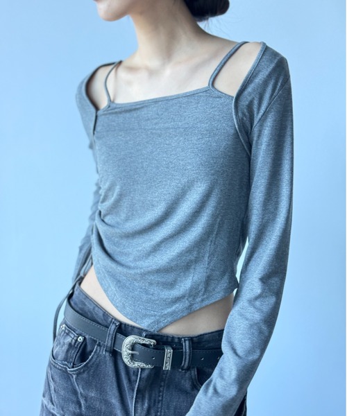 Y2K SYNAPSE FACTORY(ワイツーケー シナプスファクトリー)の「【レイヤード】ドロスト ロングスリーブTシャツ(Tシャツ/カットソー・レディース・ブラック/グレー/ホワイト・FREE)」の8枚目の写真