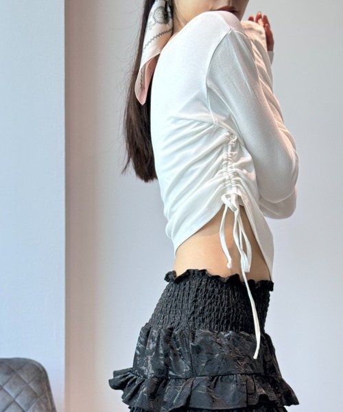 Y2K SYNAPSE FACTORY(ワイツーケー シナプスファクトリー)の「【レイヤード】ドロスト ロングスリーブTシャツ(Tシャツ/カットソー・レディース・ブラック/グレー/ホワイト・FREE)」の18枚目の写真