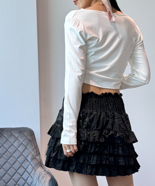 Y2K SYNAPSE FACTORY(ワイツーケー シナプスファクトリー)の「【レイヤード】ドロスト ロングスリーブTシャツ(Tシャツ/カットソー・レディース・ブラック/グレー/ホワイト・FREE)」の19枚目の写真