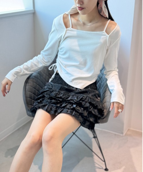 Y2K SYNAPSE FACTORY(ワイツーケー シナプスファクトリー)の「【レイヤード】ドロスト ロングスリーブTシャツ(Tシャツ/カットソー・レディース・ブラック/グレー/ホワイト・FREE)」の20枚目の写真