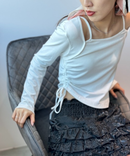 Y2K SYNAPSE FACTORY(ワイツーケー シナプスファクトリー)の「【レイヤード】ドロスト ロングスリーブTシャツ(Tシャツ/カットソー・レディース・ブラック/グレー/ホワイト・FREE)」の21枚目の写真