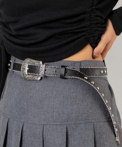 WEGO（ウィゴー）の「WEGO/ウエスタンバックルスタッズ付ベルト（ベルト・レディース・その他1/その他2・FREE）」の3枚目の写真