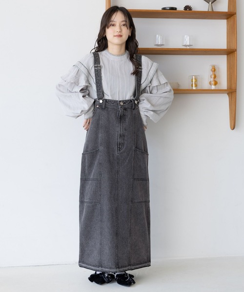 RAGEBLUE（レイジブルー）の「2WAYデニムジャンスカ/デニムスカート（デニムスカート・レディース・ブルー/ブラック・FREE）」の2枚目の写真