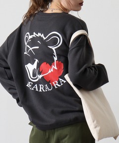 ユニーク フェイス 韓国 古着風 ダメージ スウェット トレーナー ロンT