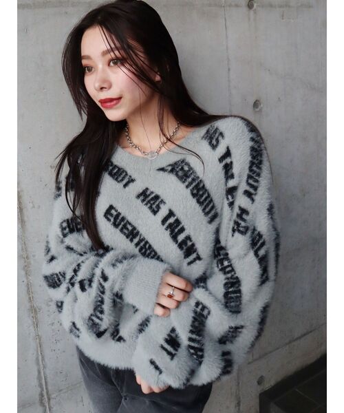 【セール】フェザーロゴジャガードニットトップス（ニット/セーター）｜EVRIS（エヴリス）