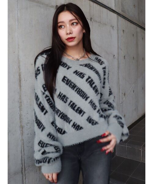 【セール】フェザーロゴジャガードニットトップス（ニット/セーター）｜EVRIS（エヴリス）