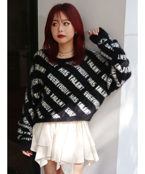 【セール】フェザーロゴジャガードニットトップス（ニット/セーター）｜EVRIS（エヴリス）