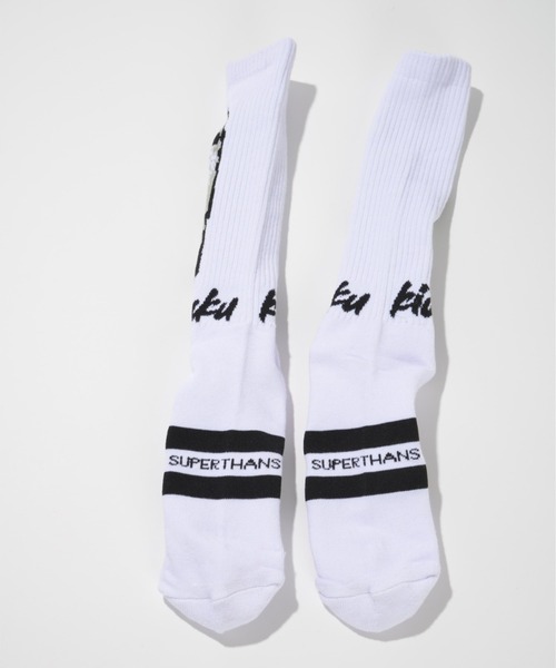 モアイ柄ハイソックス/'kidoairaku'High-socks（ソックス/靴下