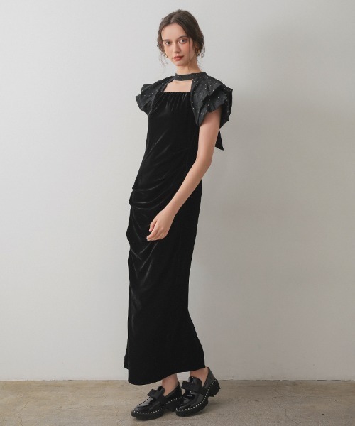 ANDRESD】drape velour dress ベロア ドレス パーティードレス