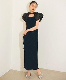 【ANDRESD】drape velour dress ベロア ドレス パーティードレス オケージョンドレス 結婚式 二次会 同窓会 お呼ばれワンピース