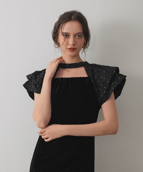 ANDRESD】drape velour dress ベロア ドレス パーティードレス