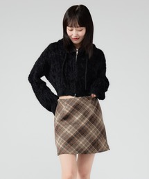 Shaggy Zip Parka / ケーブル編み風 ダブルジップシャギーパーカー