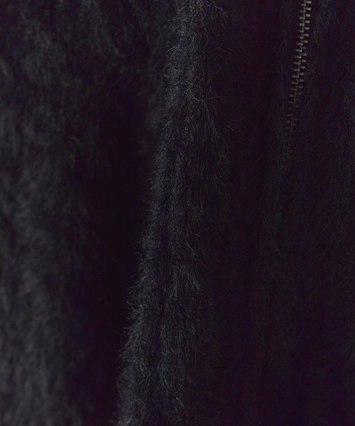 Chick（チック）の「Shaggy Zip Parka / ケーブル編み風 ダブルジップシャギーパーカー（パーカー・レディース・ブラック/ベージュ/グレー/ホワイト・FREE）」の10枚目の写真