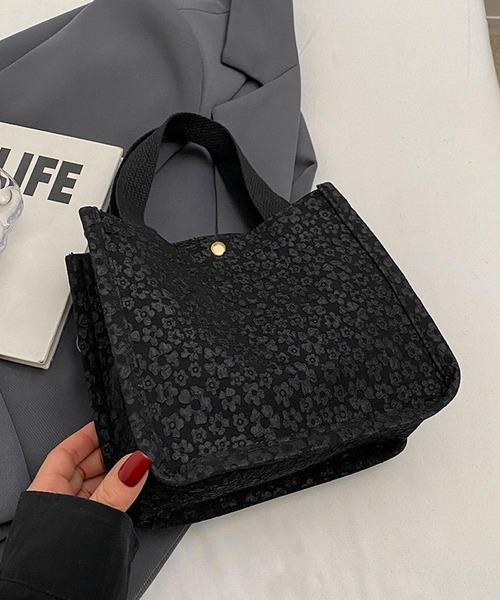 Mignonjour（ミニョンジュール）の「Mignonjour/フラワーミニトートバッグ M2579（トートバッグ・レディース・ホワイト/ベージュ/ブラック/ブルー・FREE）」の2枚目の写真