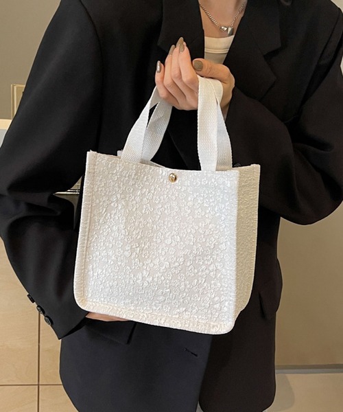 Mignonjour（ミニョンジュール）の「Mignonjour/フラワーミニトートバッグ M2579（トートバッグ・レディース・ホワイト/ベージュ/ブラック/ブルー・FREE）」の6枚目の写真