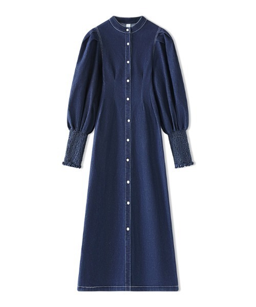 【セール】デニムワンピース ボリューム袖 長袖 デニム シャツワンピース（ワンピース）｜COCOMOMO（ココモモ）