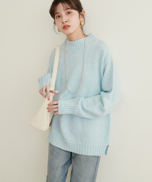 natural couture(ナチュラルクチュール)の「ウール&リサイクルポリブレンドニットプルオーバー(ニット/セーター・レディース・レッド/グレー/ブルー/ピンク/サックスブルー/オフホワイト/モカ/グリーン・FREE)」の15枚目の写真