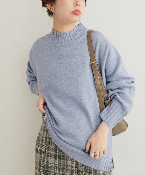 natural couture(ナチュラルクチュール)の「ウール&リサイクルポリブレンドニットプルオーバー(ニット/セーター・レディース・レッド/グレー/ブルー/ピンク/サックスブルー/オフホワイト/モカ/グリーン・FREE)」の18枚目の写真