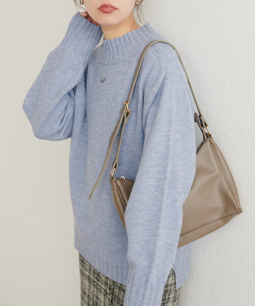 natural couture(ナチュラルクチュール)の「ウール&リサイクルポリブレンドニットプルオーバー(ニット/セーター・レディース・レッド/グレー/ブルー/ピンク/サックスブルー/オフホワイト/モカ/グリーン・FREE)」の20枚目の写真