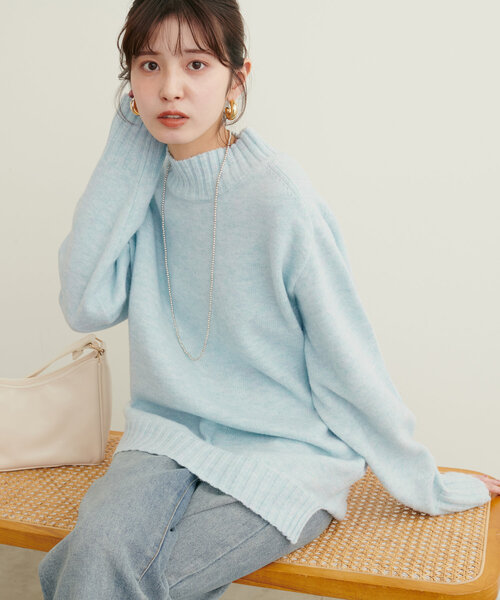natural couture(ナチュラルクチュール)の「ウール&リサイクルポリブレンドニットプルオーバー(ニット/セーター・レディース・レッド/グレー/ブルー/ピンク/サックスブルー/オフホワイト/モカ/グリーン・FREE)」の10枚目の写真