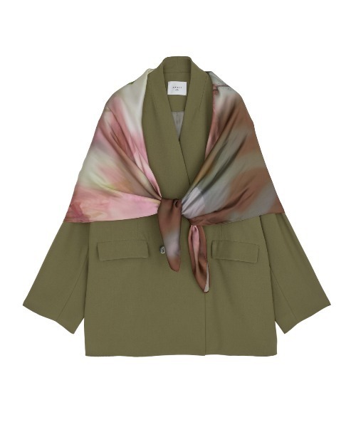 Ameri☆SMOKE FLOWER SCARF JACKET カーキ / M SMOKE FLOWER SCARF JACKET（テーラードジャケット）｜Ameri