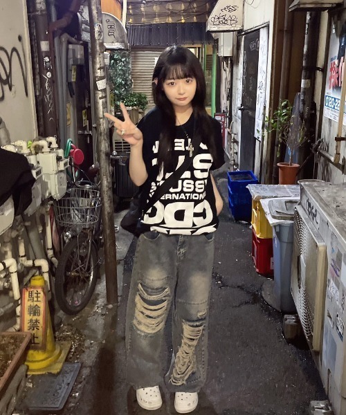 KsG（ケーエスジー）の「ダメージバギーデニムパンツ（デニムパンツ・レディース・ブルー/ブラック・SMALL/MEDIUM/LARGE/X-LARGE）」の18枚目の写真