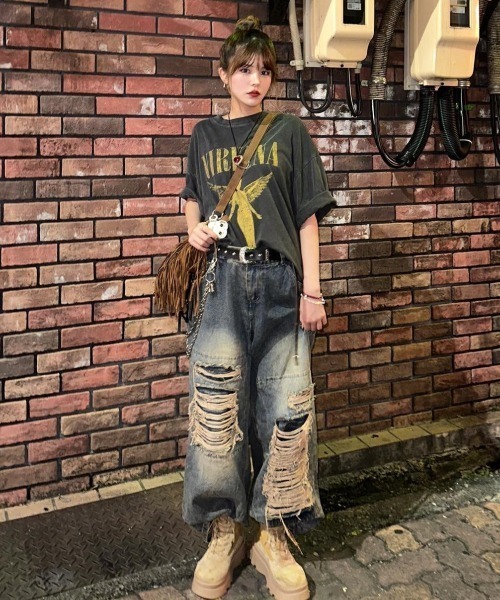 KsG（ケーエスジー）の「ダメージバギーデニムパンツ（デニムパンツ・レディース・ブルー/ブラック・SMALL/MEDIUM/LARGE/X-LARGE）」の16枚目の写真