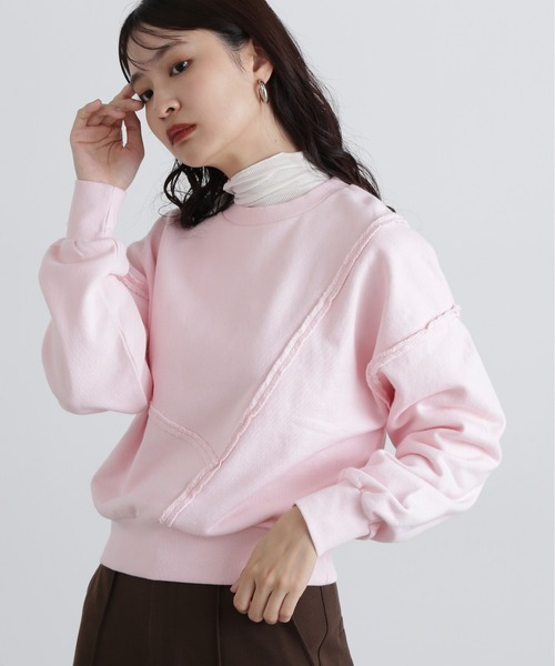 N.(N. Natural Beauty Basic)(エヌエヌナチュラルビューティーベーシック)の「パネルデザインスウェット(スウェット・レディース・ライトピンク/オフホワイト/グレー・MEDIUM)」の3枚目の写真