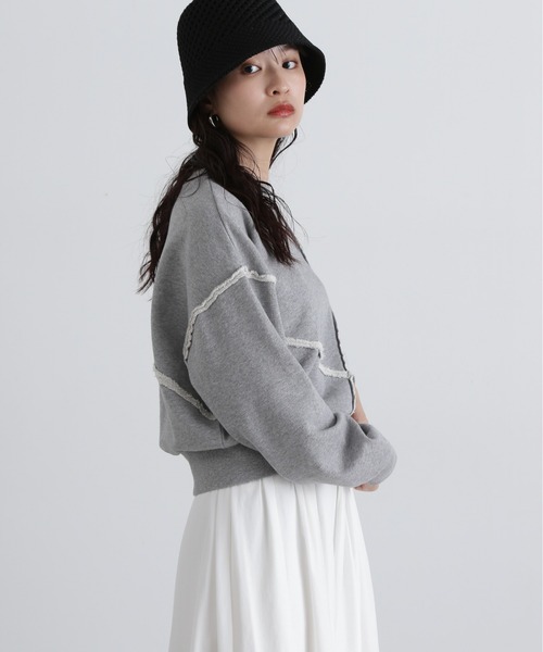 N.(N. Natural Beauty Basic)(エヌエヌナチュラルビューティーベーシック)の「パネルデザインスウェット(スウェット・レディース・ライトピンク/オフホワイト/グレー・MEDIUM)」の17枚目の写真