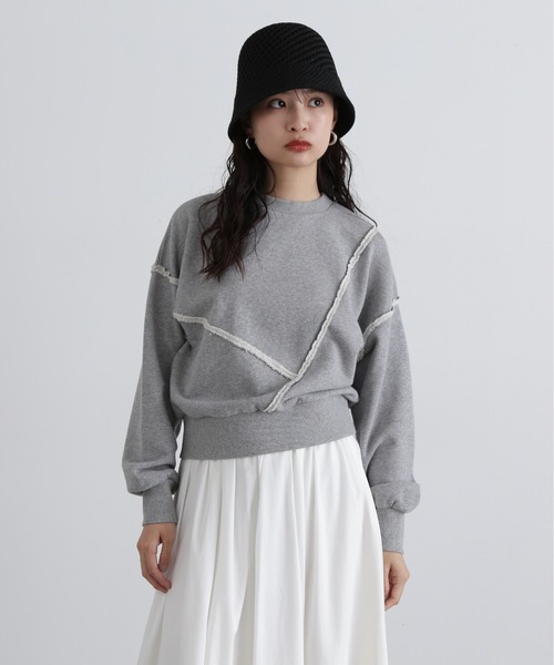 N.(N. Natural Beauty Basic)(エヌエヌナチュラルビューティーベーシック)の「パネルデザインスウェット(スウェット・レディース・ライトピンク/オフホワイト/グレー・MEDIUM)」の18枚目の写真