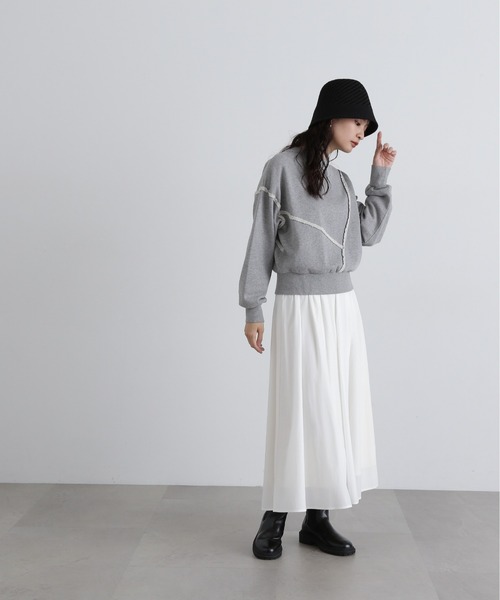 N.(N. Natural Beauty Basic)(エヌエヌナチュラルビューティーベーシック)の「パネルデザインスウェット(スウェット・レディース・ライトピンク/オフホワイト/グレー・MEDIUM)」の19枚目の写真