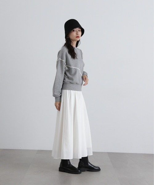 N.(N. Natural Beauty Basic)(エヌエヌナチュラルビューティーベーシック)の「パネルデザインスウェット(スウェット・レディース・ライトピンク/オフホワイト/グレー・MEDIUM)」の20枚目の写真