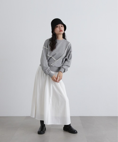 N.(N. Natural Beauty Basic)(エヌエヌナチュラルビューティーベーシック)の「パネルデザインスウェット(スウェット・レディース・ライトピンク/オフホワイト/グレー・MEDIUM)」の21枚目の写真