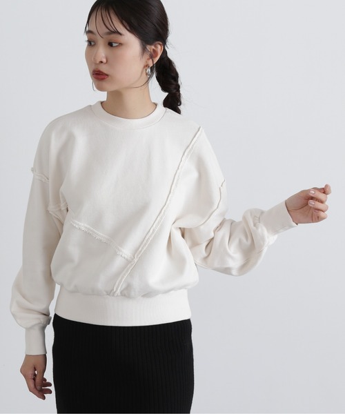 N.(N. Natural Beauty Basic)(エヌエヌナチュラルビューティーベーシック)の「パネルデザインスウェット(スウェット・レディース・ライトピンク/オフホワイト/グレー・MEDIUM)」の4枚目の写真