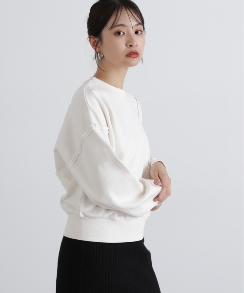 N.(N. Natural Beauty Basic)(エヌエヌナチュラルビューティーベーシック)の「パネルデザインスウェット(スウェット・レディース・ライトピンク/オフホワイト/グレー・MEDIUM)」の5枚目の写真