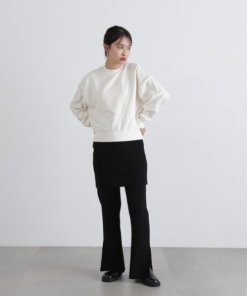 N.(N. Natural Beauty Basic)(エヌエヌナチュラルビューティーベーシック)の「パネルデザインスウェット(スウェット・レディース・ライトピンク/オフホワイト/グレー・MEDIUM)」の6枚目の写真