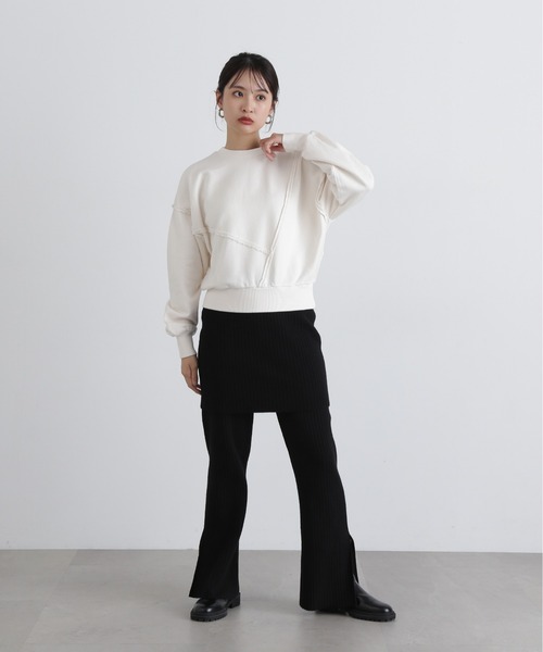 N.(N. Natural Beauty Basic)(エヌエヌナチュラルビューティーベーシック)の「パネルデザインスウェット(スウェット・レディース・ライトピンク/オフホワイト/グレー・MEDIUM)」の7枚目の写真