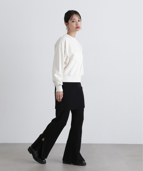 N.(N. Natural Beauty Basic)(エヌエヌナチュラルビューティーベーシック)の「パネルデザインスウェット(スウェット・レディース・ライトピンク/オフホワイト/グレー・MEDIUM)」の8枚目の写真