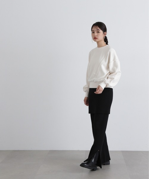 N.(N. Natural Beauty Basic)(エヌエヌナチュラルビューティーベーシック)の「パネルデザインスウェット(スウェット・レディース・ライトピンク/オフホワイト/グレー・MEDIUM)」の9枚目の写真